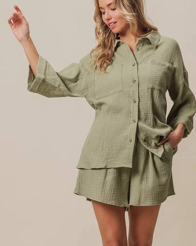 BiBi Crinkle Gauze Shirt and Short Set