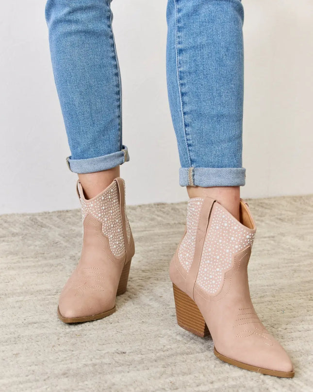 East Lion Corp Rhinestone Ankle Cowgirl Booties
