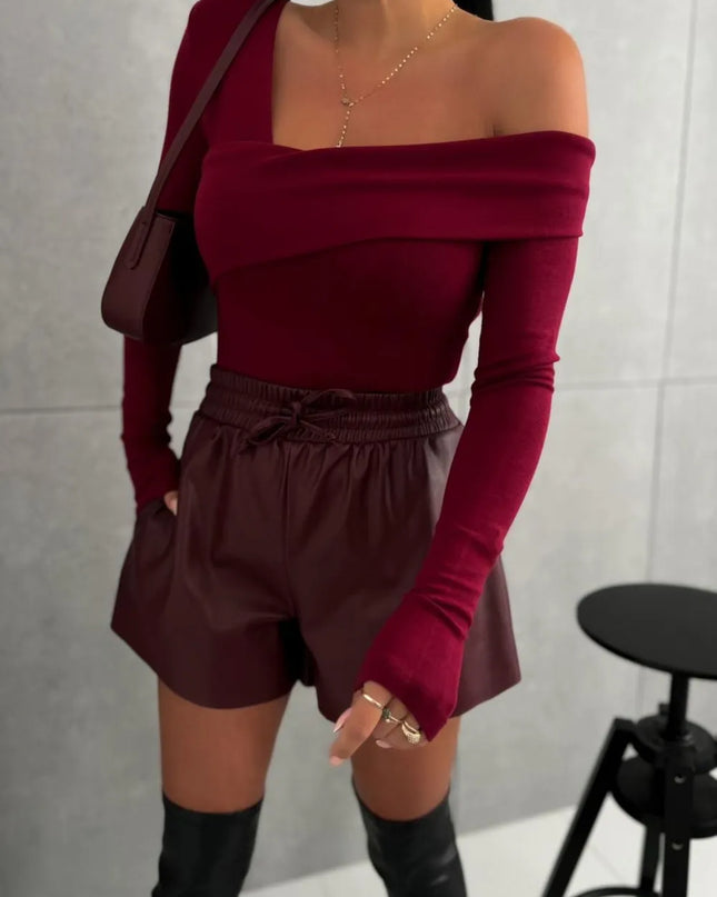Asymmetrical Single Shoulder Long Sleeve T-Shirt