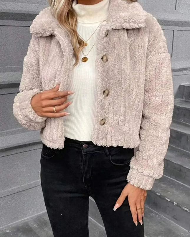 Button Up Long Sleeve Fuzzy Outerwear Dust Storm