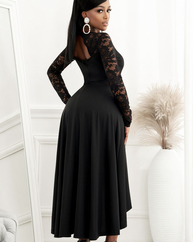 Lace High-Low V-Neck Dress 