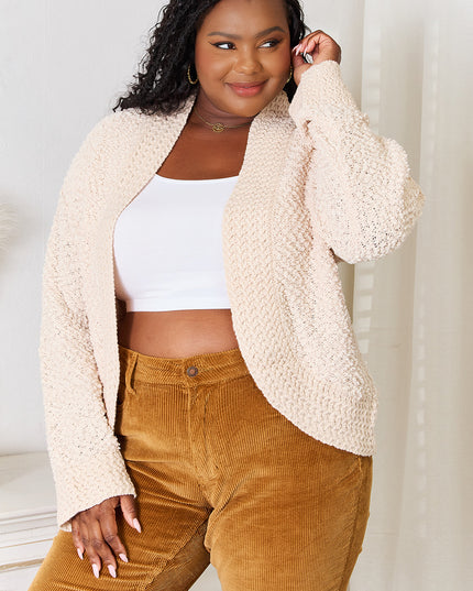 Double Take Open Front Long Sleeve Cardigan