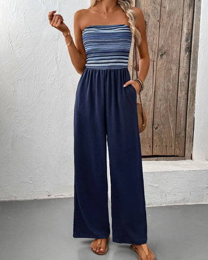 Tube Wide Leg Jumpsuit Dark Blue