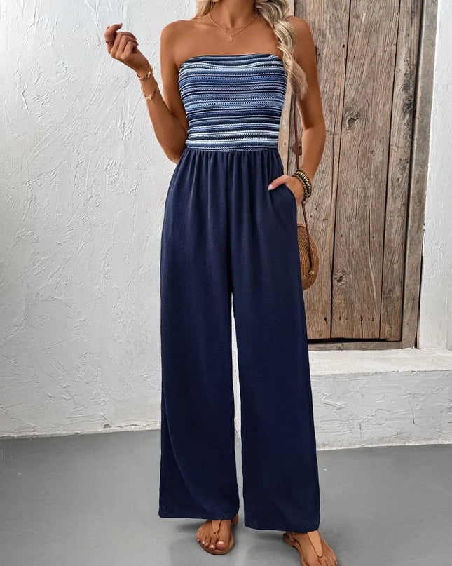 Tube Wide Leg Jumpsuit Dark Blue