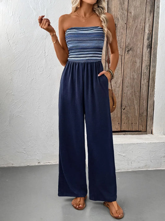 Tube Wide Leg Jumpsuit Dark Blue
