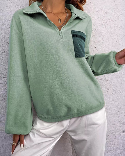 Half Zip Dropped Shoulder Sweatshirt