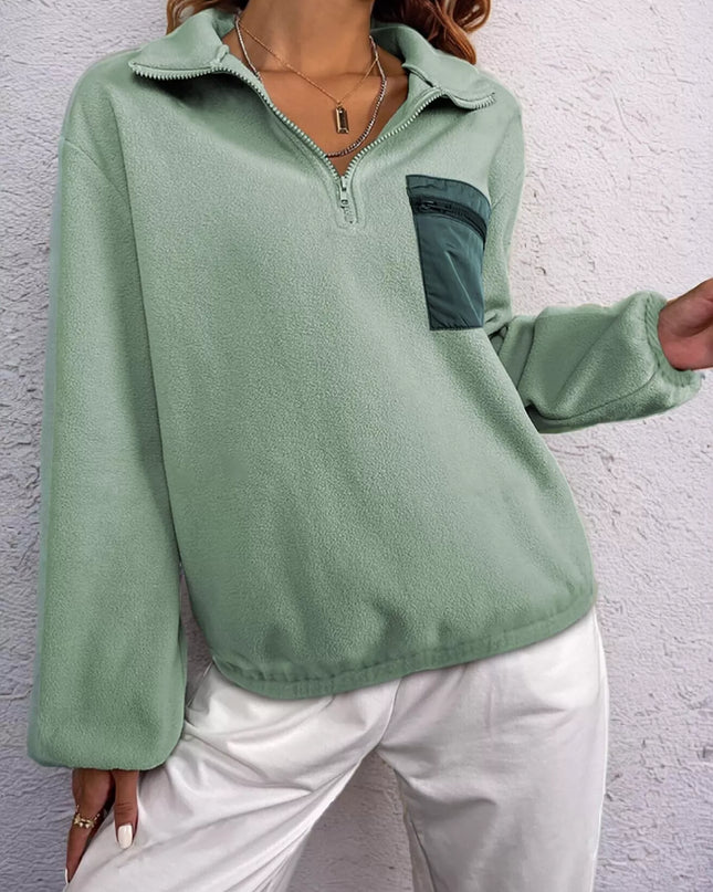 Half Zip Dropped Shoulder Sweatshirt