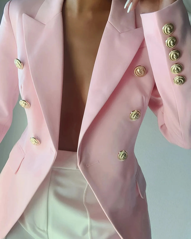 Decor Button Lapel Collar Blazer