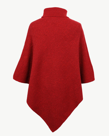 Turtleneck Buttoned Poncho