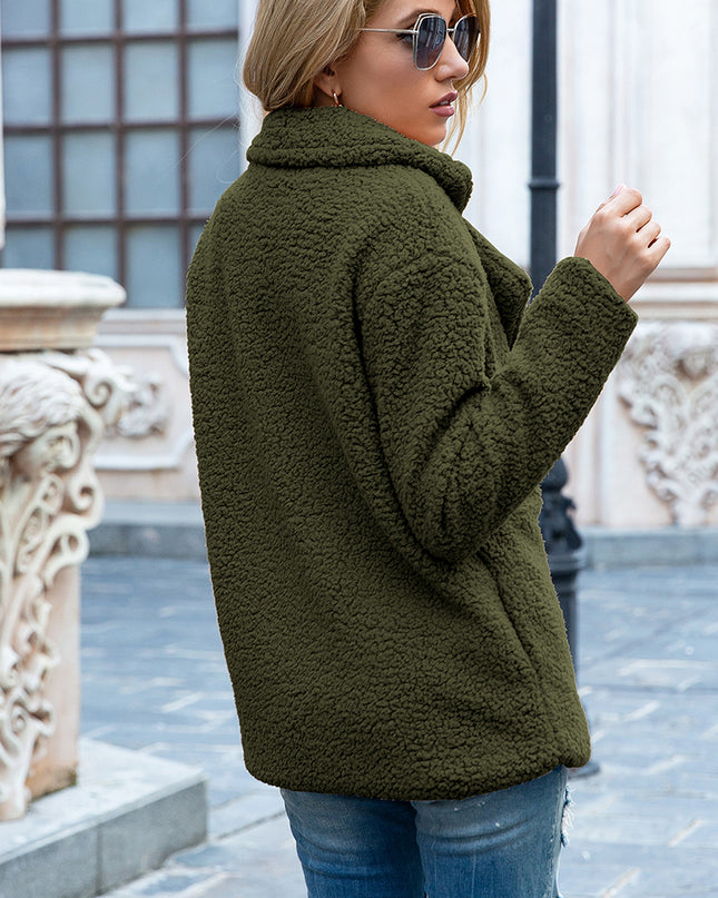 Ivy Lane Full Size Lapel Collar Sherpa Coat