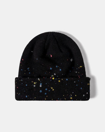 Confetti Rib-Knit Cuff Beanie Black One Size