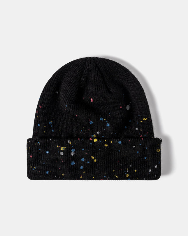 Confetti Rib-Knit Cuff Beanie Black One Size