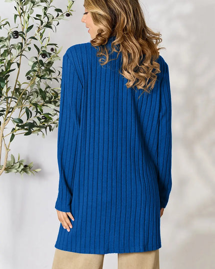 Basic Bae Full Size Ribbed Open Front Cardigan with Pockets