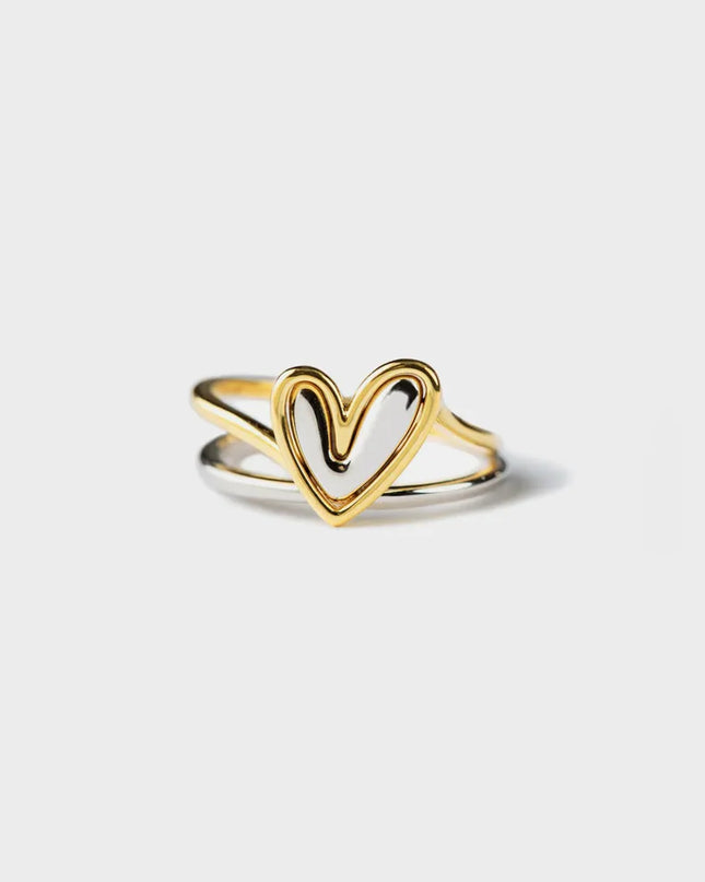 Heart Shape Irregular 925 Sterling Silver Ring Gold