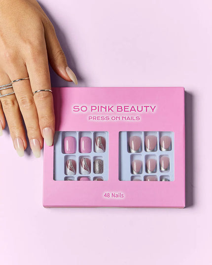 SO PINK BEAUTY Press On Nails 2 Packs Pretty in Pink One Size