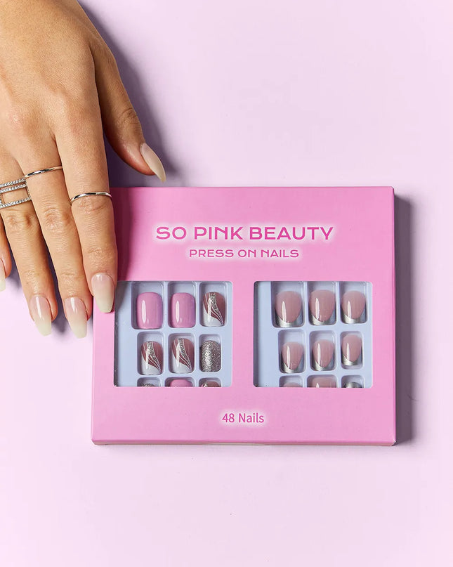 SO PINK BEAUTY Press On Nails 2 Packs Pretty in Pink One Size