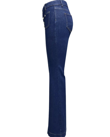 Button Fly High Waist Flare Jeans
