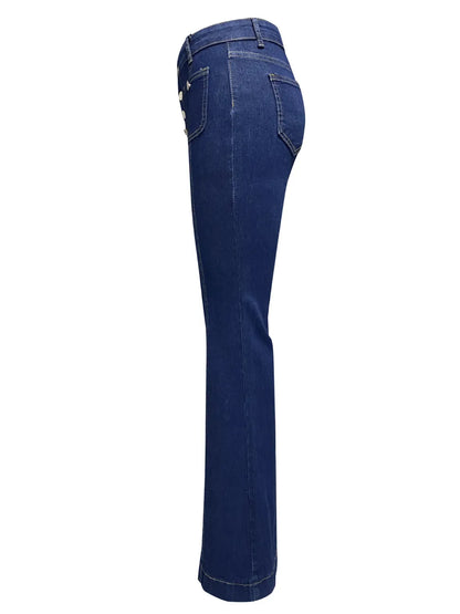 Button Fly High Waist Flare Jeans