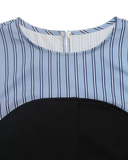 Striped Long Sleeve Blouse with Bow Tie