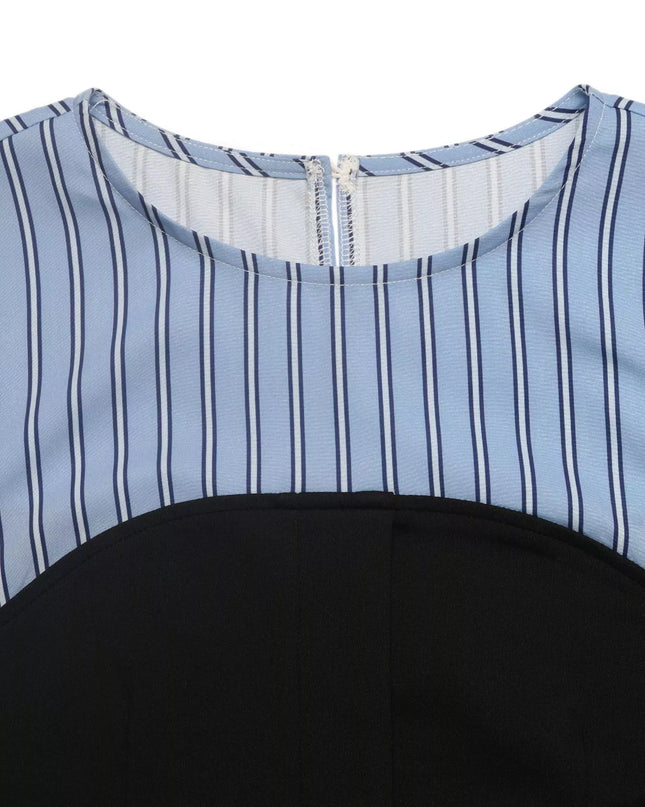 Striped Long Sleeve Blouse with Bow Tie