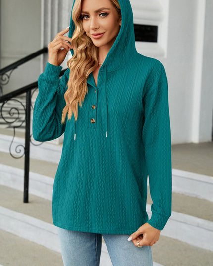 Cable-Knit Long Sleeve Hoodie