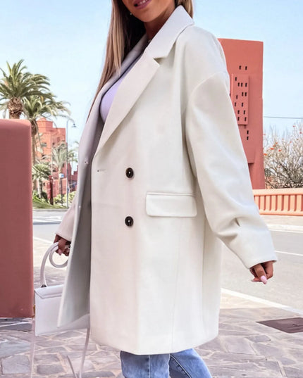 Full Size Double-Breasted Wool Coat Plus Size