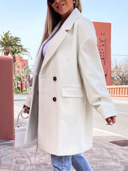 Full Size Double-Breasted Wool Coat Plus Size