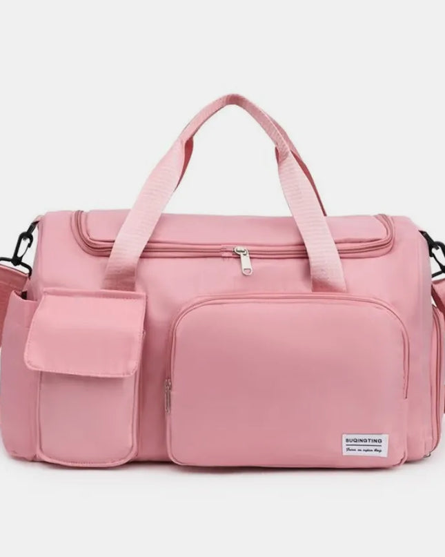 Oxford Cloth Detachable Strap Travel Bag Dusty Pink One Size