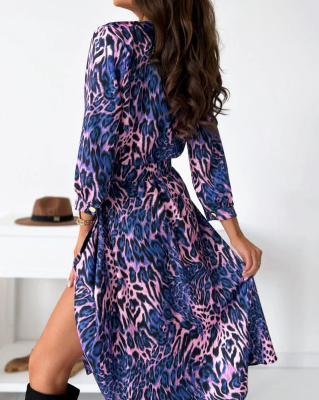 Printed Tie Waist Midi Dress 