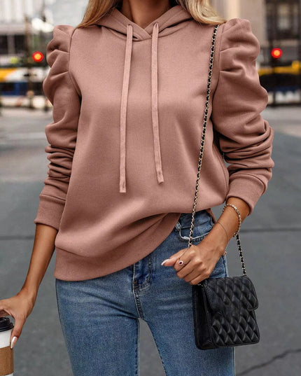 Puff Sleeve Hoodie with Drawstring