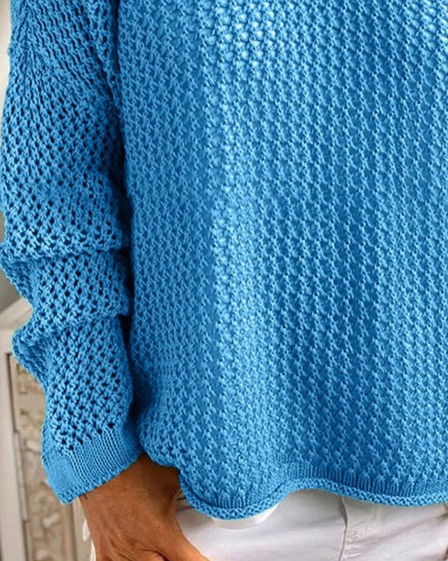 Openwork Long Sleeve Hooded Knit Cover Up