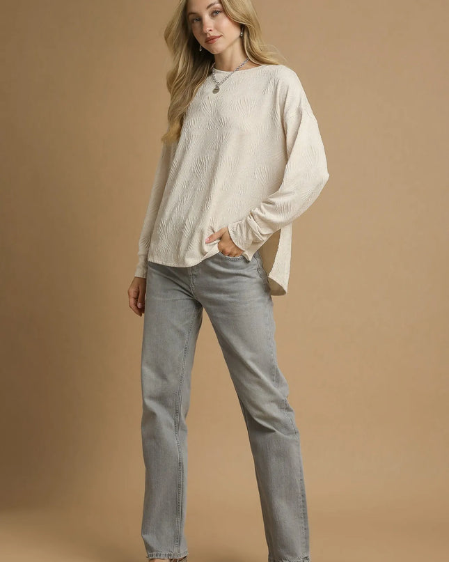 Umgee Textured Knit Long Sleeve Top