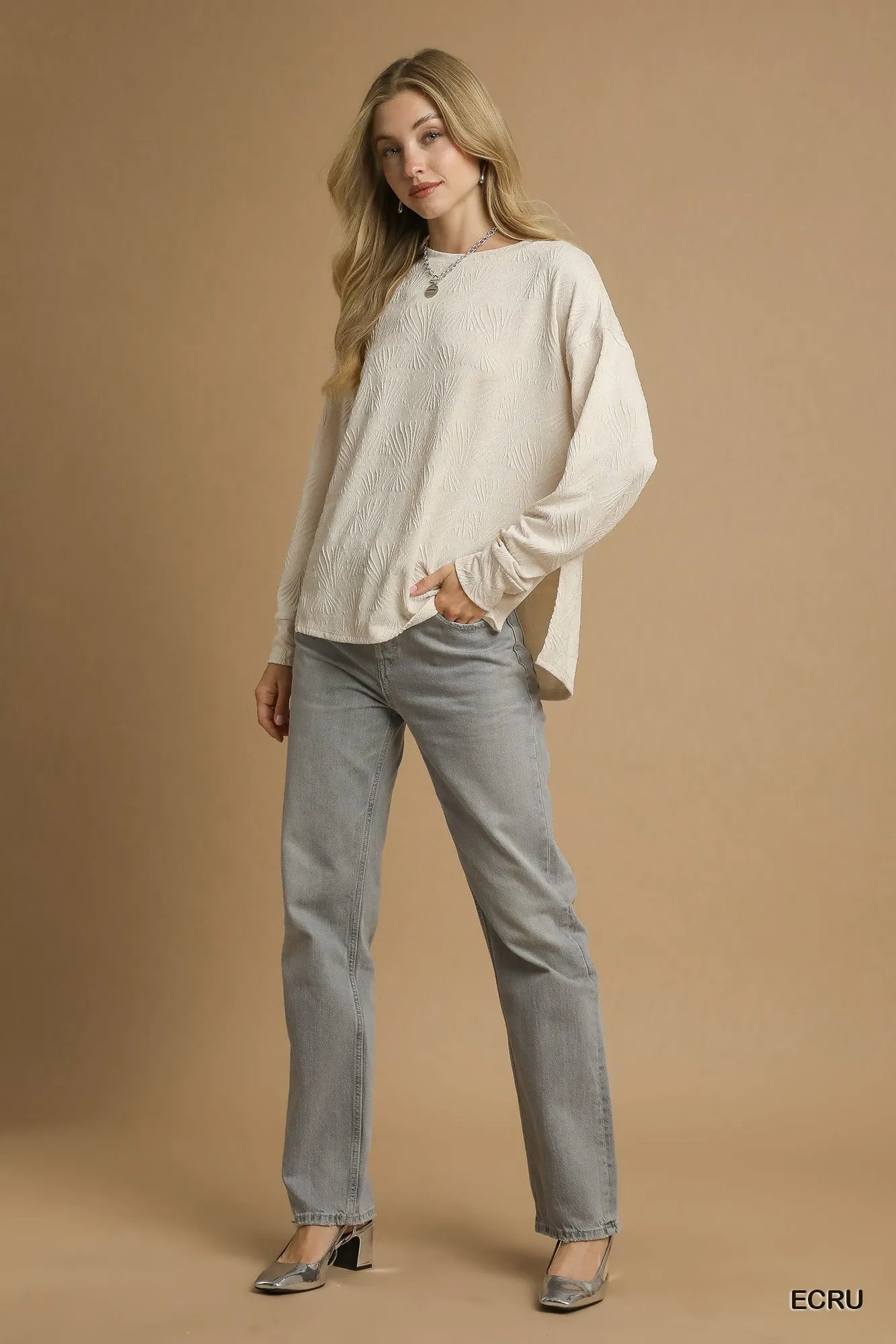 Umgee Textured Knit Long Sleeve Top