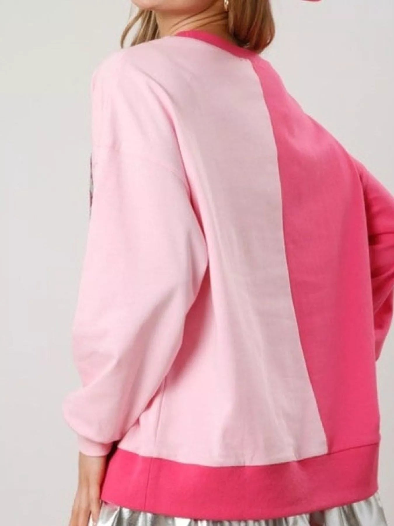 Sequin Boots Color Block Sweatshirt