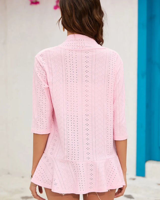 Eyelet Open Front Cardigan