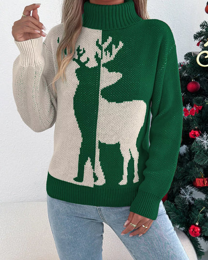 Christmas Reindeer Turtleneck Sweater