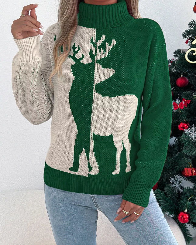 Christmas Reindeer Turtleneck Sweater