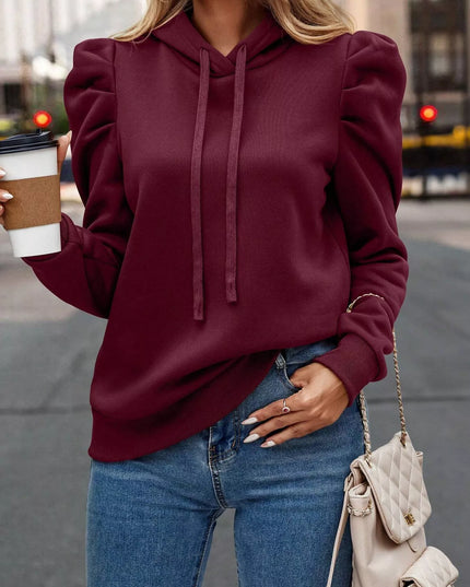 Puff Sleeve Hoodie with Drawstring