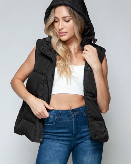 Snobbish Snap and Zip Closure Hooded Vest