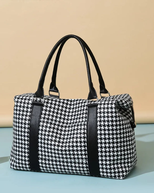 Houndstooth Canvas Travel Bag Black One Size