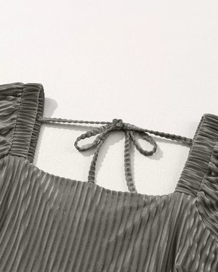 Tie Back Square Neck Velvet Babydoll Dress