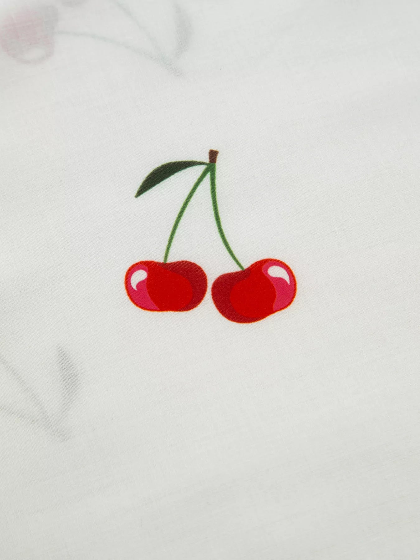 Cherry Print Flounce Sleeve Collared Frilled Babydoll Blouse