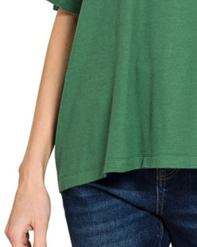 Zenana Oversized Ribbed Round Neck Short Sleeve Tee