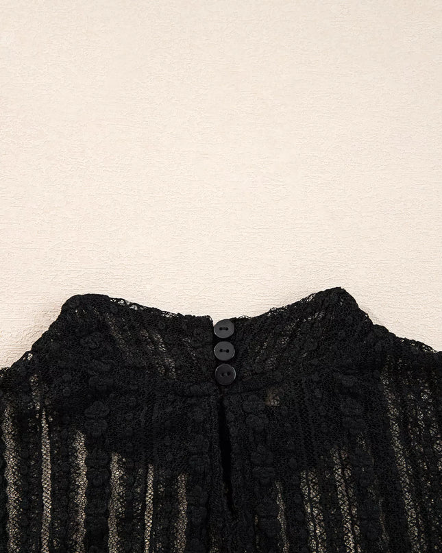 Lace Patchwork Flounce Sleeve Slim Fit Top