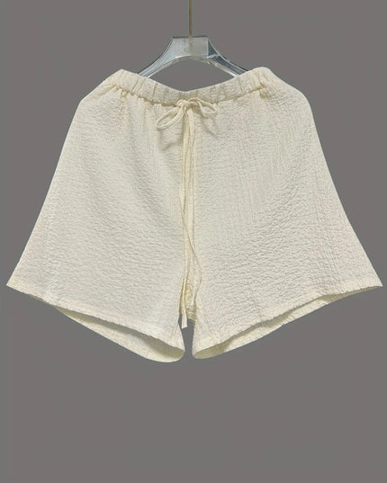 Tie Front Long Sleeve Top and Shorts Set