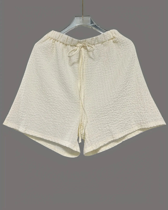 Tie Front Long Sleeve Top and Shorts Set