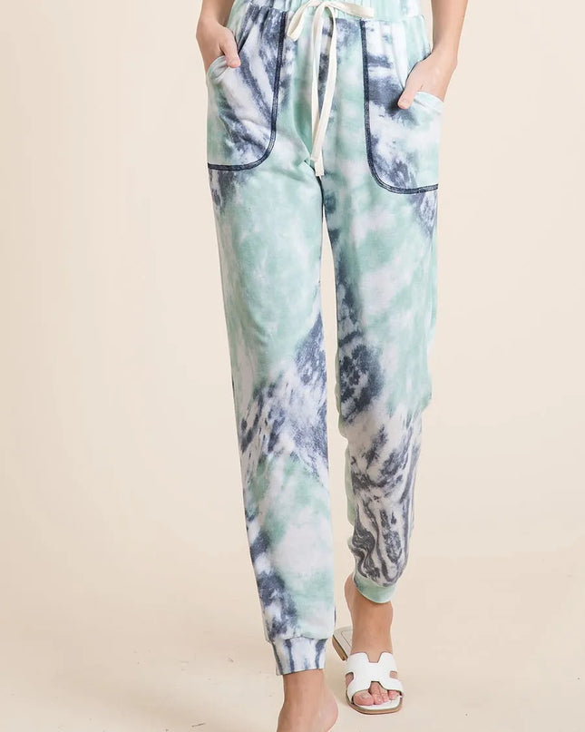 BiBi Tie Dye French Terry Casual Sweat Pants