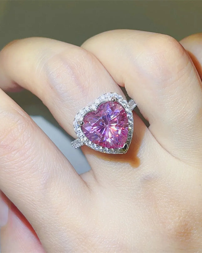 5 Carat Moissanite 925 Sterling Silver Heart Ring