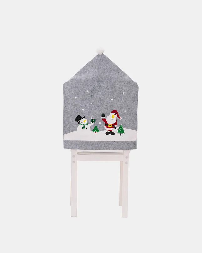 Christmas Pattern Chair Cover Gray One Size