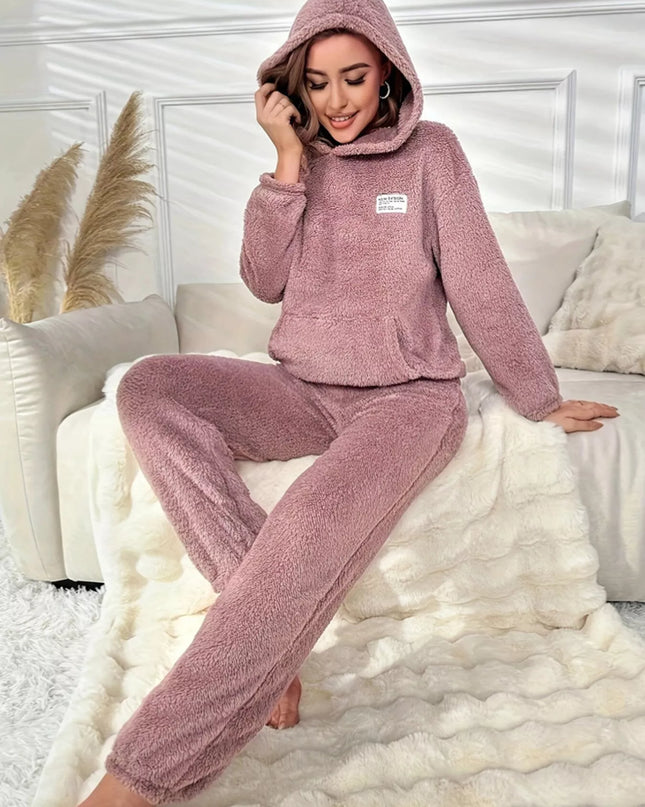 Kangaroo Pocket Long Sleeve Hoodie and Pants Lounge Set